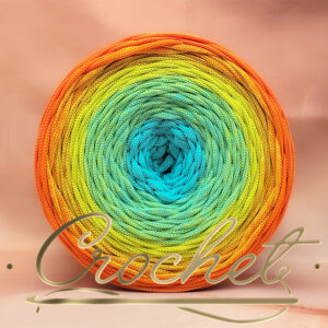 SZNUREK OMBRE POLIESTROWY 5mm – PŁASKI – LETNI KOKTAJL 260m CROCHET