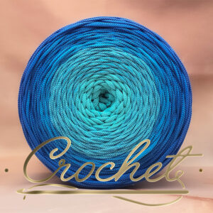 SZNUREK OMBRE POLIESTROWY 5mm – PŁASKI – NIEBIESKA PRZESTRZEŃ 250m CROCHET