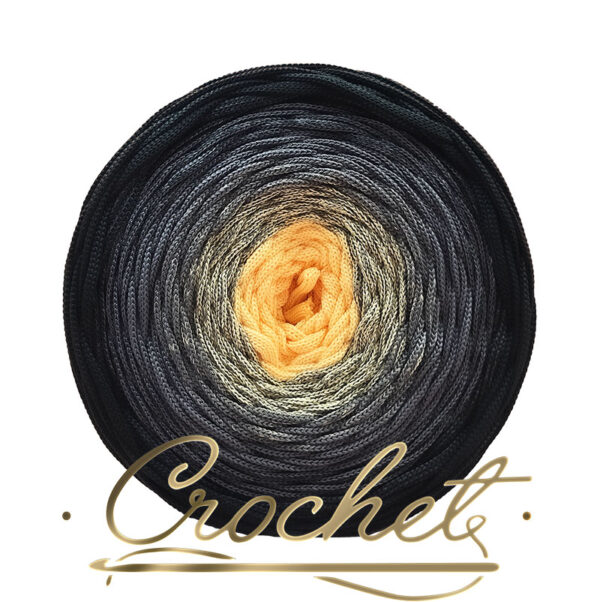 SZNUREK OMBRE POLIESTROWY 5mm – PŁASKI – CYBER ASH 245m CROCHET