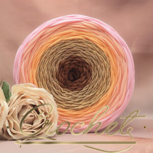 SZNUREK OMBRE POLIESTROWY 5mm – PŁASKI – JESIENNA RÓŻA 250m CROCHET
