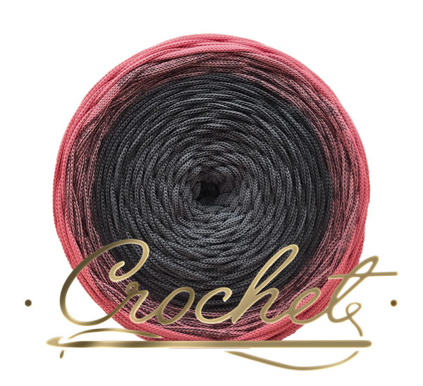 SZNUREK OMBRE POLIESTROWY 5mm – PŁASKI – URBAN ROSE 260m CROCHET