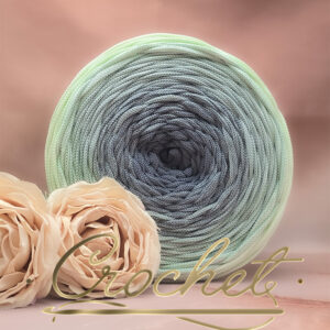 SZNUREK OMBRE POLIESTROWY 5mm – PŁASKI – POPIELATA MIĘTA 250m CROCHET