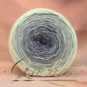 SZNUREK OMBRE POLIESTROWY 5mm – PŁASKI – POPIELATA MIĘTA 250m CROCHET