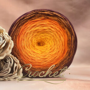 SZNUREK OMBRE POLIESTROWY 5mm – PŁASKI – RUBINOWY ZMIERZCH 245m CROCHET