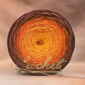 SZNUREK OMBRE POLIESTROWY 5mm – PŁASKI – RUBINOWY ZMIERZCH 245m CROCHET