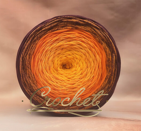 SZNUREK OMBRE POLIESTROWY 5mm – PŁASKI – RUBINOWY ZMIERZCH 255m CROCHET