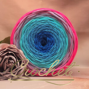 SZNUREK OMBRE POLIESTROWY 5mm – PŁASKI – TURKUSOWA FIESTA 250m CROCHET