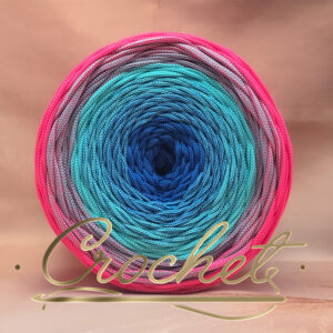 SZNUREK OMBRE POLIESTROWY 5mm – PŁASKI – TURKUSOWA FIESTA 250m CROCHET