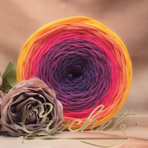 SZNUREK OMBRE POLIESTROWY 5mm – PŁASKI – FUKSJOWA AURA 245m CROCHET
