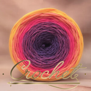 SZNUREK OMBRE POLIESTROWY 5mm – PŁASKI – FUKSJOWA AURA 245m CROCHET
