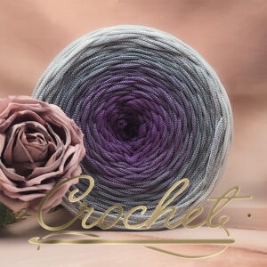 SZNUREK OMBRE POLIESTROWY 5mm – PŁASKI – SZARA PRZYSTAŃ 245m CROCHET