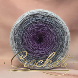 SZNUREK OMBRE POLIESTROWY 5mm – PŁASKI – SZARA PRZYSTAŃ 245m CROCHET