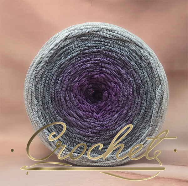 SZNUREK OMBRE POLIESTROWY 5mm – PŁASKI – SZARA PRZYSTAŃ 250m CROCHET