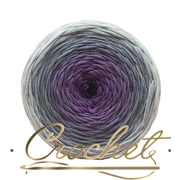 SZNUREK OMBRE POLIESTROWY 5mm – PŁASKI – SZARA PRZYSTAŃ 250m CROCHET