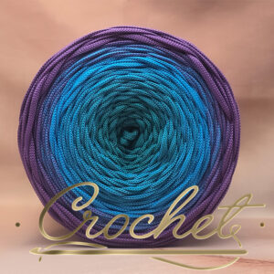 SZNUREK OMBRE POLIESTROWY 5mm – PŁASKI – MORSKI WRZOS 255m CROCHET