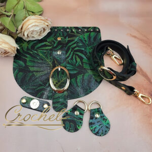 ZESTAW SKÓRZANY OZDOBNE WZORKI – CROCHET – MONSTERA KLAMRA 20x18cm OKUCIA ZLOTE IT – GLAMOUR EDITION