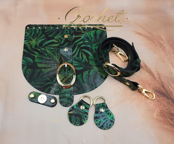 ZESTAW SKÓRZANY OZDOBNE WZORKI – CROCHET – MONSTERA KLAMRA 20x18cm OKUCIA ZLOTE IT – GLAMOUR EDITION