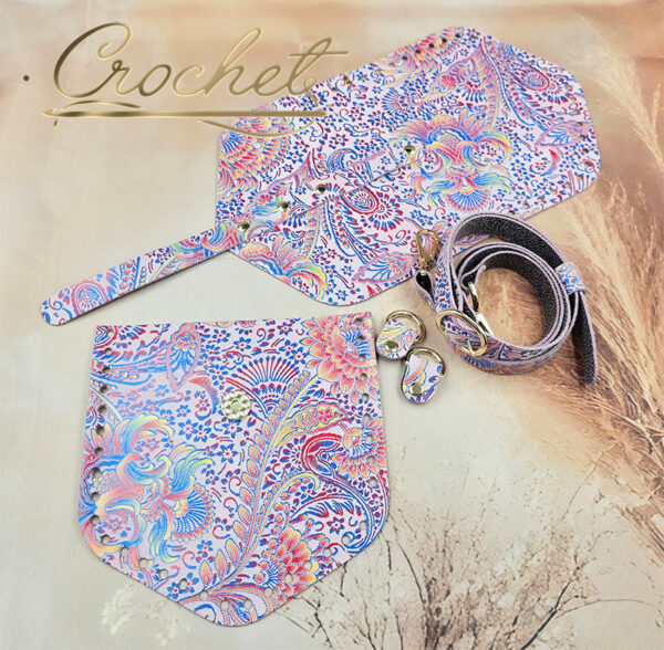 ZESTAW SKÓRZANY BAZA ASTRID – CROCHET – CHABROWO CZERWONY PRINT PINK EDITION OKUCIA ZŁOTE IT