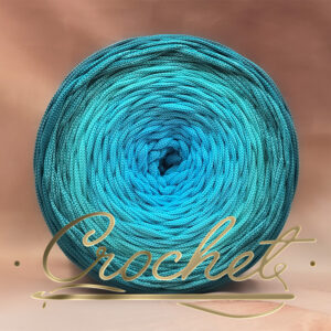 SZNUREK OMBRE POLIESTROWY 5mm – PŁASKI – AQUA VERDE 255m CROCHET