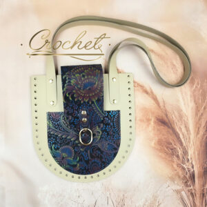 Zestaw skórzany SHOPPERKA GIULIA – CROCHET – 21x22cm JASNY BEŻ/CHABROWO CZERWONY PRINT GLAMOUR