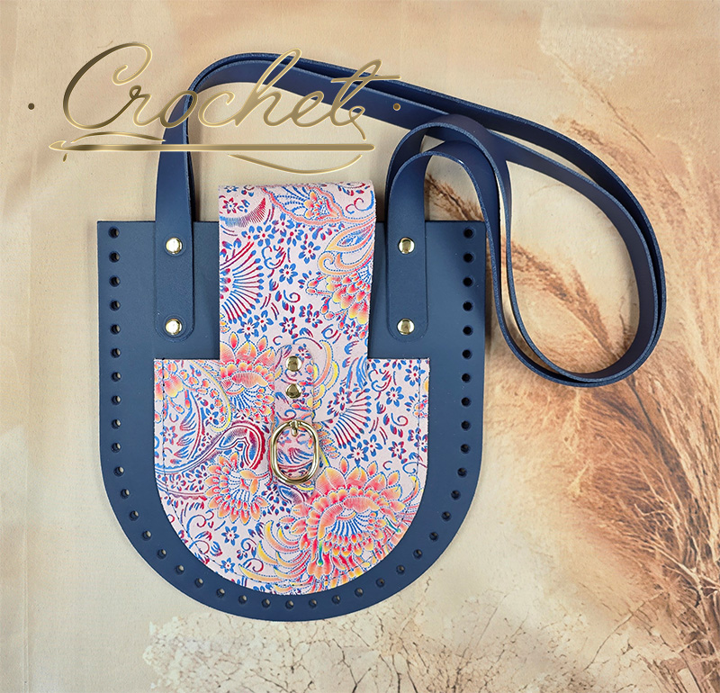 Zestaw skórzany SHOPPERKA GIULIA – CROCHET – 21x22cm CIEMNY JEANS/CHABROWO CZEROWNY PRINT PINK EDITION Zestaw skórzany SHOPPERKA GIULIA - CROCHET - 21x22cm CIEMNY JEANS/CHABROWO CZEROWNY PRINT PINK EDITION - obrazek 2