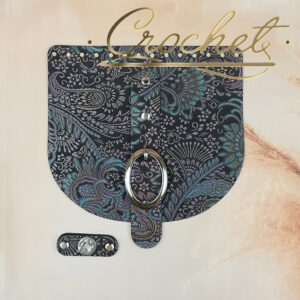 KLAPKA DO TOREBKI WZORKI – CROCHET – WRZOSOWO TURKUSOWY PRINT OKUCIA SREBRNE IT KLAMRA – GLAMOUR EDITION