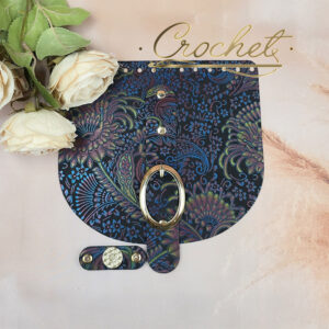 KLAPKA DO TOREBKI WZORKI – CROCHET – CHABROWO CZERWONY PRINT OKUCIA ZLOTE IT KLAMRA – GLAMOUR EDITION