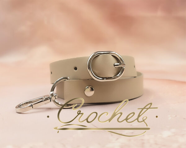 PASEK DO TOREBKI SKÓRZANY REGULOWANY – CROCHET – JASNY BEŻ OKUCIA SREBRNE