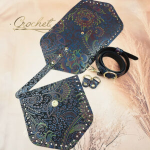 ZESTAW SKÓRZANY BAZA ASTRID – CROCHET – CHABROWO CZERWONY PRINT GLAMOUR EDITION OKUCIA ZŁOTE IT