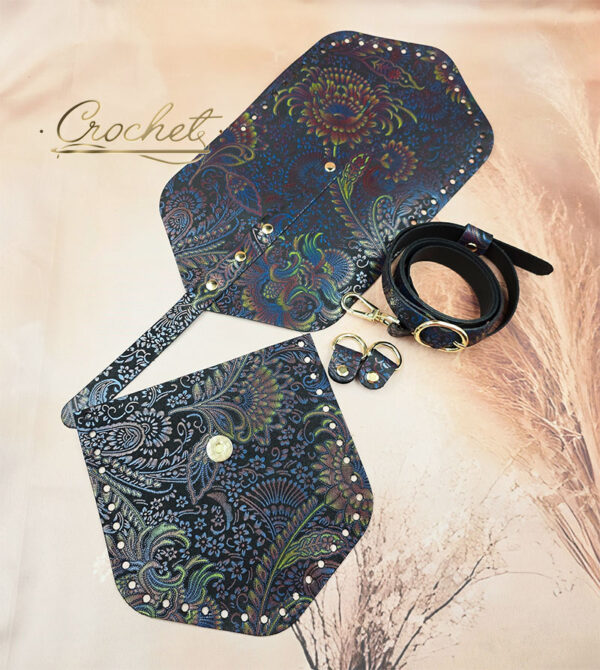 ZESTAW SKÓRZANY BAZA ASTRID – CROCHET – CHABROWO CZERWONY PRINT GLAMOUR EDITION OKUCIA ZŁOTE IT