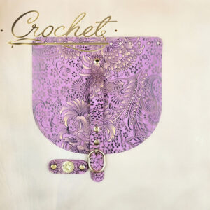 KLAPKA DO TOREBKI WZORKI – CROCHET – 20x18cm PASECZEK ZŁOTY PRINT OKUCIA ZŁOTE IT – ORCHID EDITION