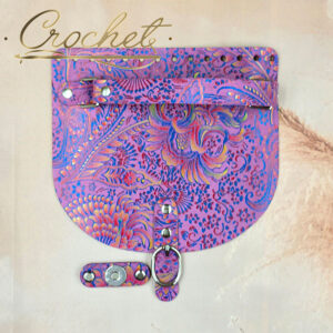 KLAPKA DO TOREBKI WZORKI – CROCHET – 20x18cm RĄCZKA CHABROWO CZERWONY PRINT OKUCIA SREBRNE IT – ORCHID EDITION