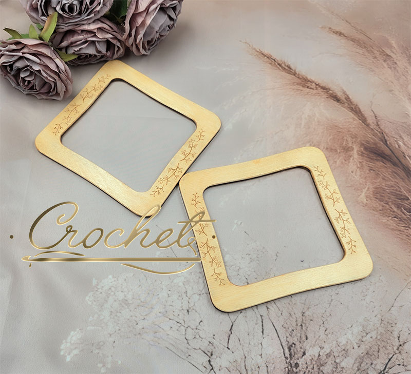 DREWNIANE USZY DO TOREBKI – CROCHET – „KWADRAT” GAŁĄZKI SOSNA rączki drewniane do torebki okrągłe uszy do torebki z drewna z grawerem drewniane rączki do koszyka temu shine rączki drewniane prostokątne