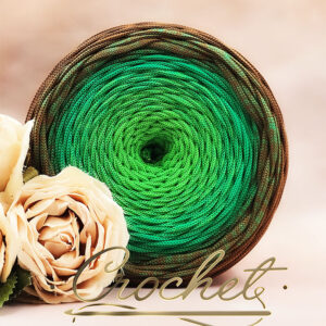 SZNUREK OMBRE POLIESTROWY 5mm – PŁASKI – NUTTY GREEN 255m CROCHET
