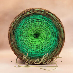 SZNUREK OMBRE POLIESTROWY 5mm – PŁASKI – NUTTY GREEN 255m CROCHET