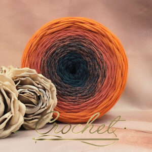 SZNUREK OMBRE POLIESTROWY 5mm – PŁASKI – MIEDZIANY LIŚĆ 245m CROCHET