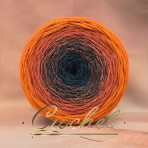 SZNUREK OMBRE POLIESTROWY 5mm – PŁASKI – MIEDZIANY LIŚĆ 245m CROCHET