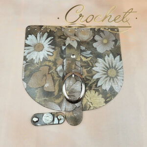 KLAPKA DO TOREBKI WZORKI – CROCHET – BEŻOWO ZŁOTE KWIATY OKUCIA SREBRNE IT KLAMRA – MOKKA EDITION