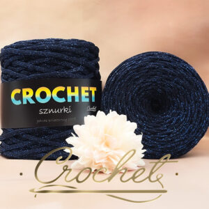SZNUREK POLIESTROWY PŁASKI LUREX 5mm CROCHET – GRANAT KRÓLEWSKI + CHABROWA NIĆ 100mb