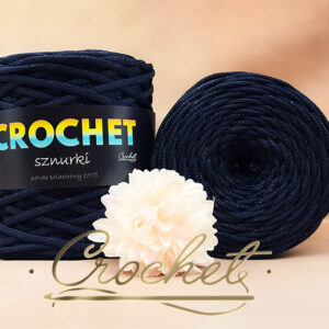 SZNUREK POLIESTROWY PŁASKI LUREX 5mm CROCHET – GRANAT KRÓLEWSKI + CZARNA NIĆ 100mb