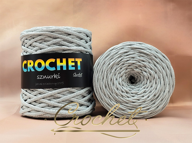 SZNUREK POLIESTROWY PŁASKI LUREX 5mm CROCHET – JASNY POPIELATY + SREBRNA NIĆ 100mb SZNUREK POLIESTROWY PŁASKI LUREX 5mm CROCHET - JASNY POPIELATY + SREBRNA NIĆ 100mb - obrazek 2