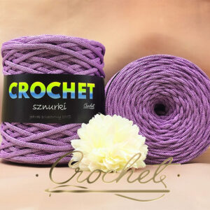 SZNUREK POLIESTROWY PŁASKI LUREX 5mm CROCHET – LAWENDA + LAWENDOWA NIĆ 100mb