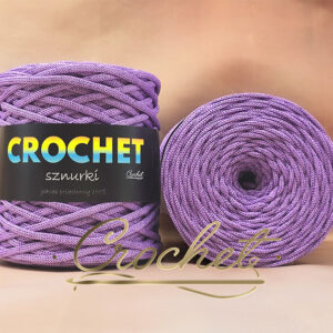 SZNUREK POLIESTROWY PŁASKI LUREX 5mm CROCHET – LAWENDA + LAWENDOWA NIĆ 100mb