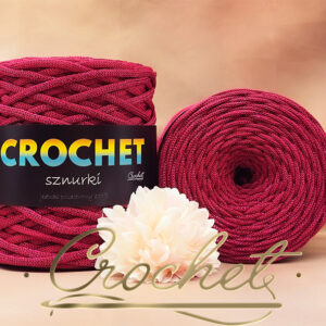 SZNUREK POLIESTROWY PŁASKI LUREX 5mm CROCHET – MALINOWY + FUKSJOWA NIĆ 50mb