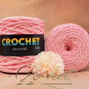 SZNUREK POLIESTROWY PŁASKI LUREX 5mm CROCHET – PUDROWY RÓŻ + PERŁOWA NIĆ 50mb