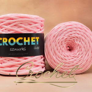 SZNUREK POLIESTROWY PŁASKI LUREX 5mm CROCHET – PUDROWY RÓŻ + PERŁOWA NIĆ 50mb