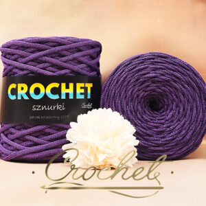 SZNUREK POLIESTROWY PŁASKI LUREX 5mm CROCHET – WRZOS + WRZOSOWA NIĆ 100mb