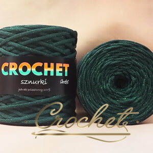 SZNUREK POLIESTROWY PŁASKI LUREX 5mm CROCHET – ZIELEŃ BUTELKOWA + ZIELONA NIĆ 100mb