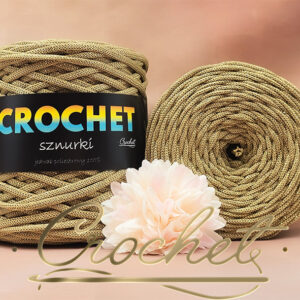 SZNUREK POLIESTROWY PŁASKI LUREX 5mm CROCHET – ZŁOTY + ZŁOTA NIĆ 50mb