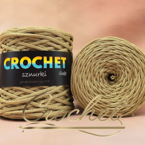 SZNUREK POLIESTROWY PŁASKI LUREX 5mm CROCHET – ZŁOTY + ZŁOTA NIĆ 50mb